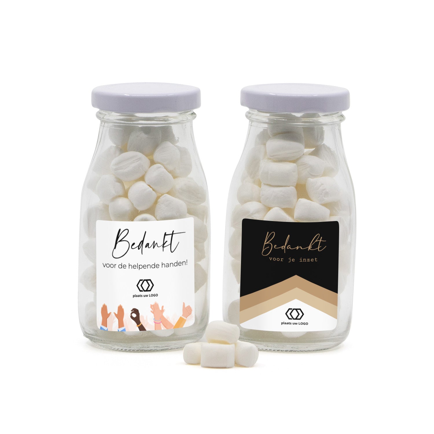 Glazen melkflesje met snoep - Zakelijk - Bedankjes.nl