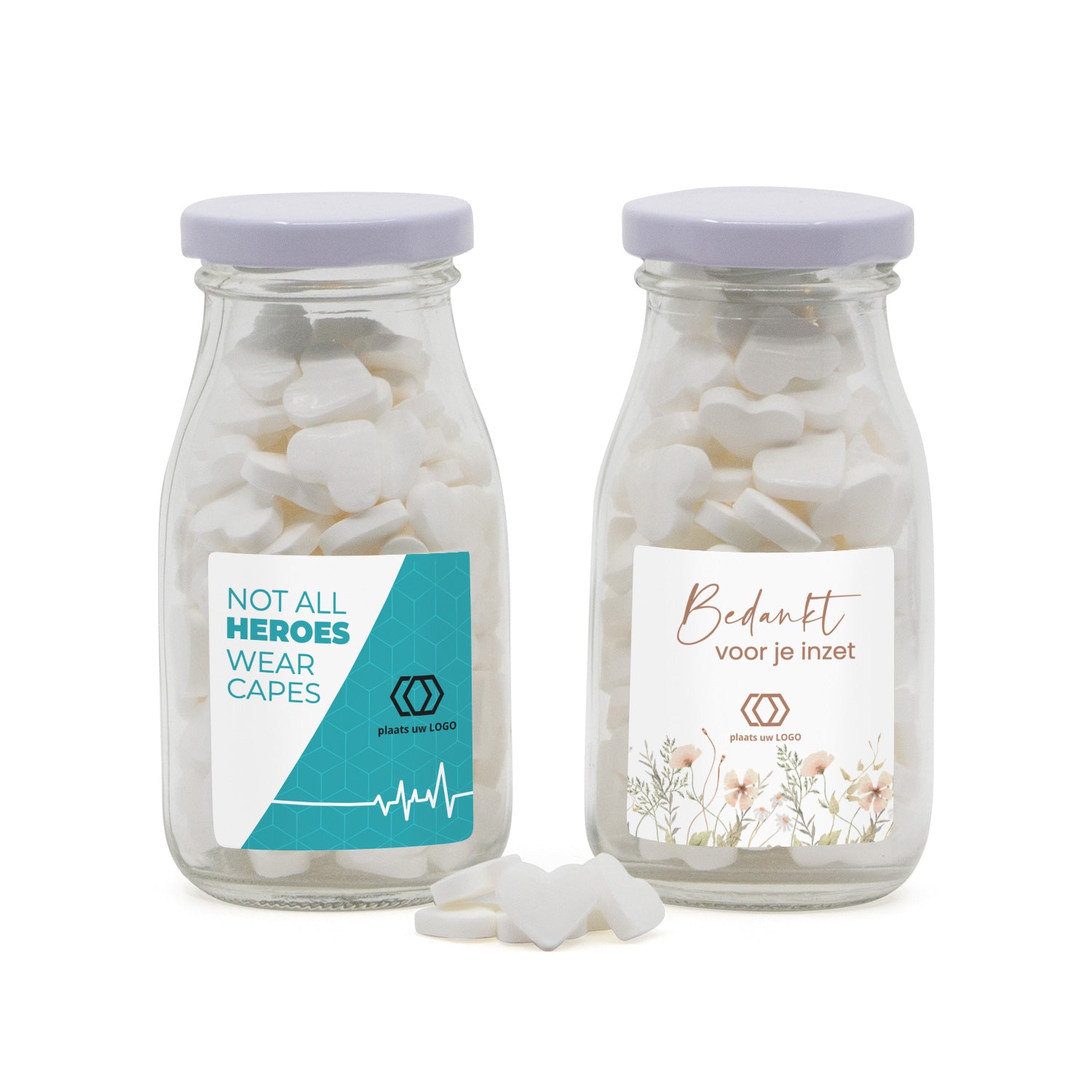 Glazen melkflesje met snoep - Verpleging - Bedankjes.nl