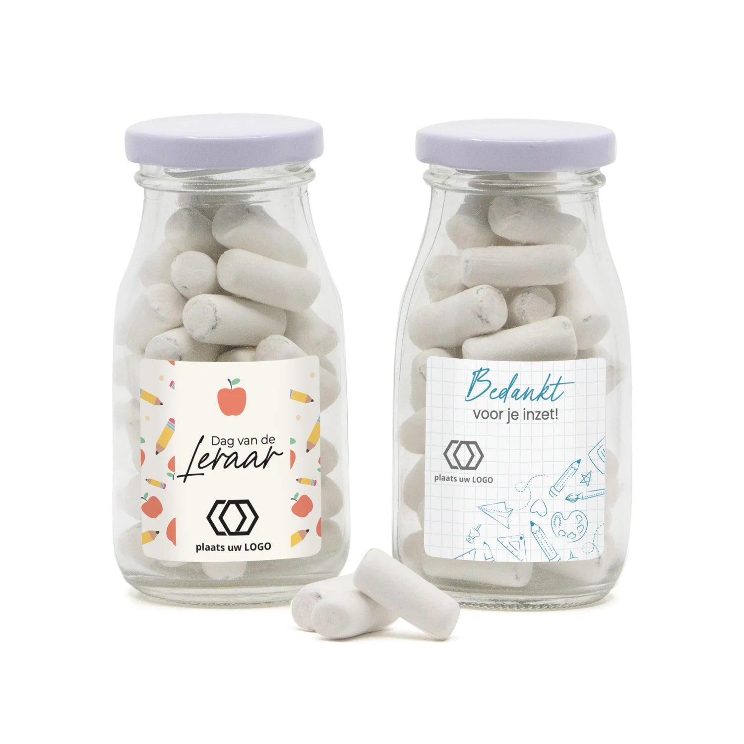 Glazen melkflesje met snoep - Leraar - Bedankjes.nl