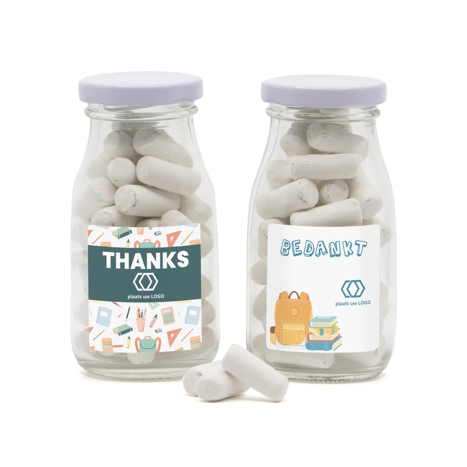 Glazen melkflesje met snoep - Leraar - Bedankjes.nl