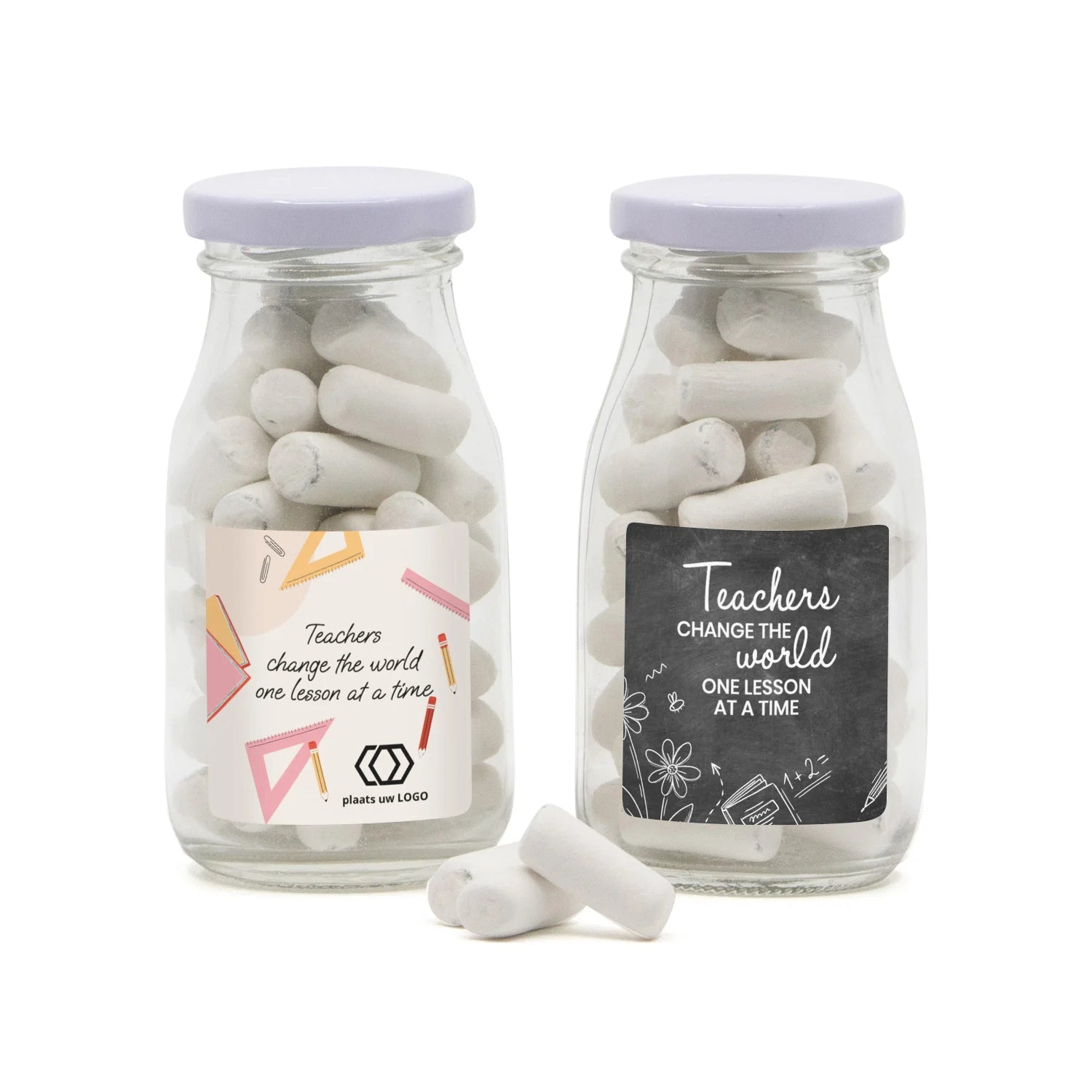 Glazen melkflesje met snoep - Leraar - Bedankjes.nl