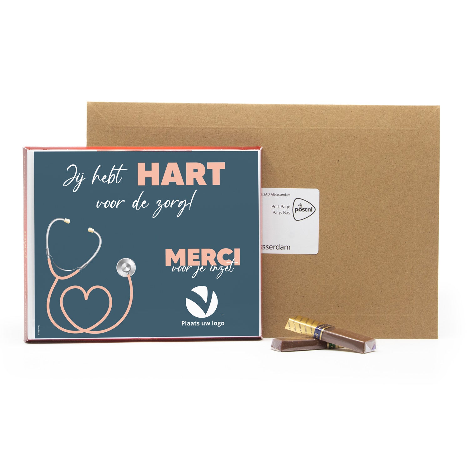 Merci 250 gram met logo versturen - Verpleging - Bedankjes.nl