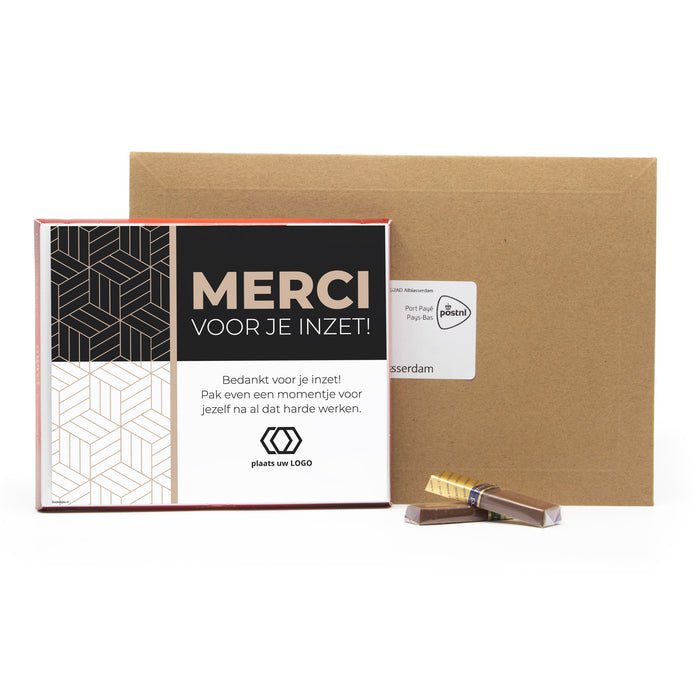 Merci 250 gram met logo versturen - Brievenbus Merci 250 gram met logo versturen - Brievenbus