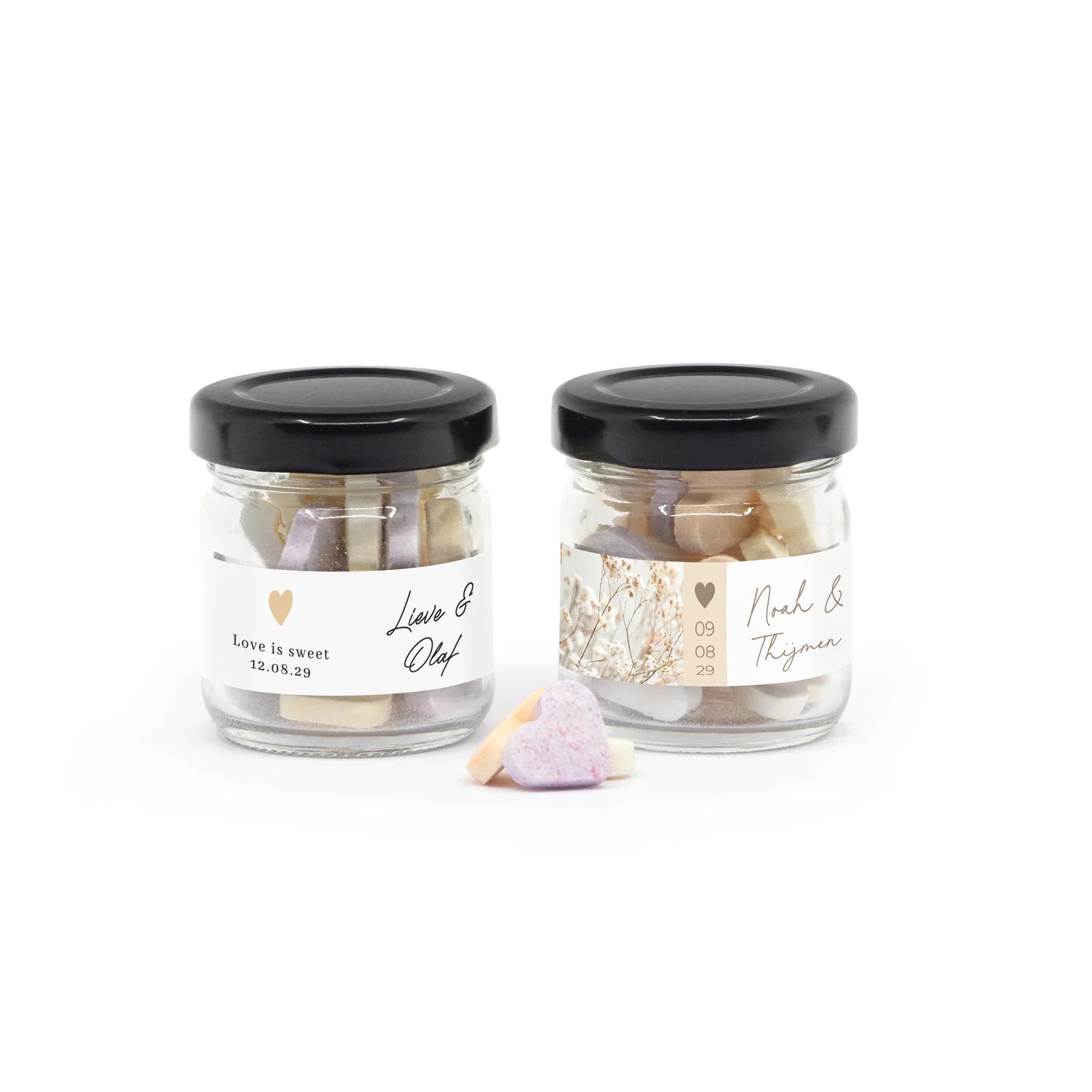 Mini glazen potje met snoep - Trouwen - Bedankjes.nl