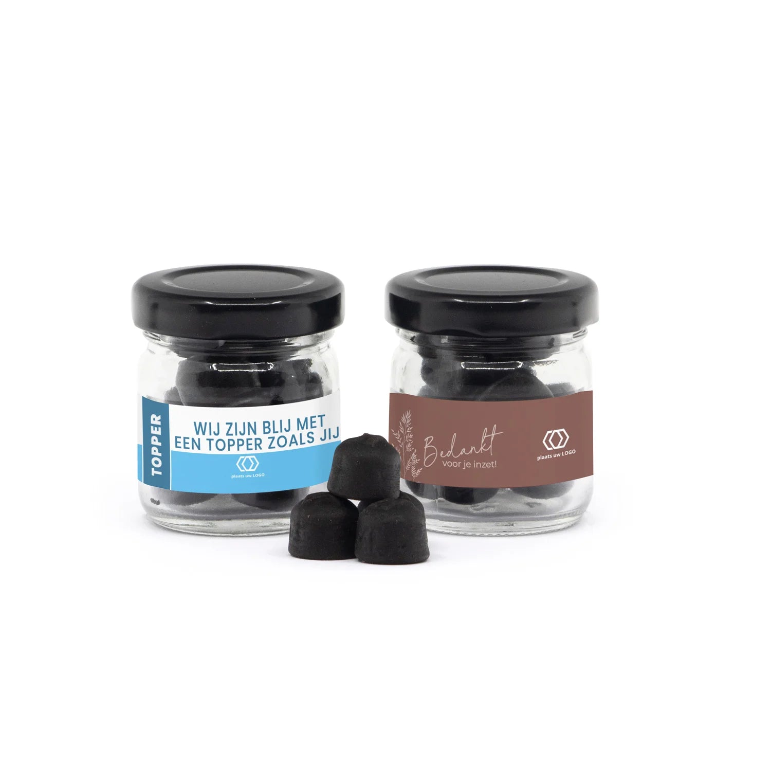 Mini glazen potje met snoep - Zakelijk - Bedankjes.nl