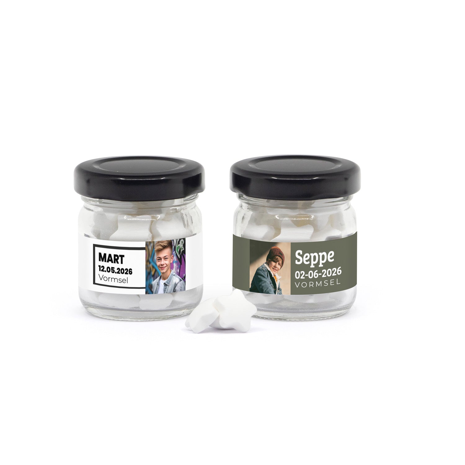 Mini glazen potje met snoep - Communie jongens - Bedankjes.nl