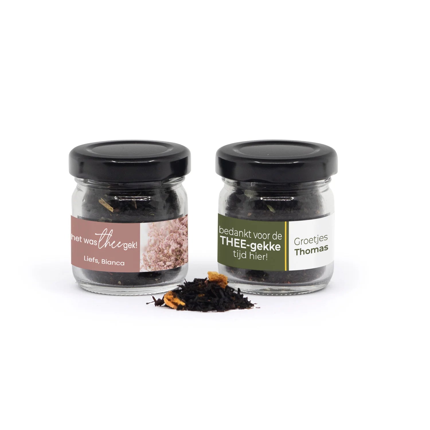 Het was THEE gek! in glazen potje - Afscheid collega's - Bedankjes.nl