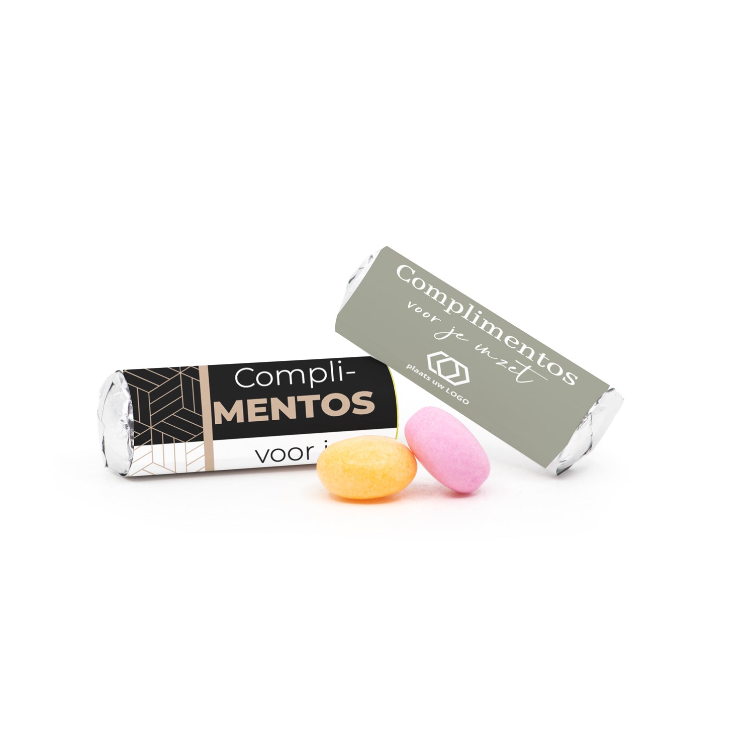 Mini Mentos rolletjes (25 stuks) eigen etiket - Zakelijk - Bedankjes.nl