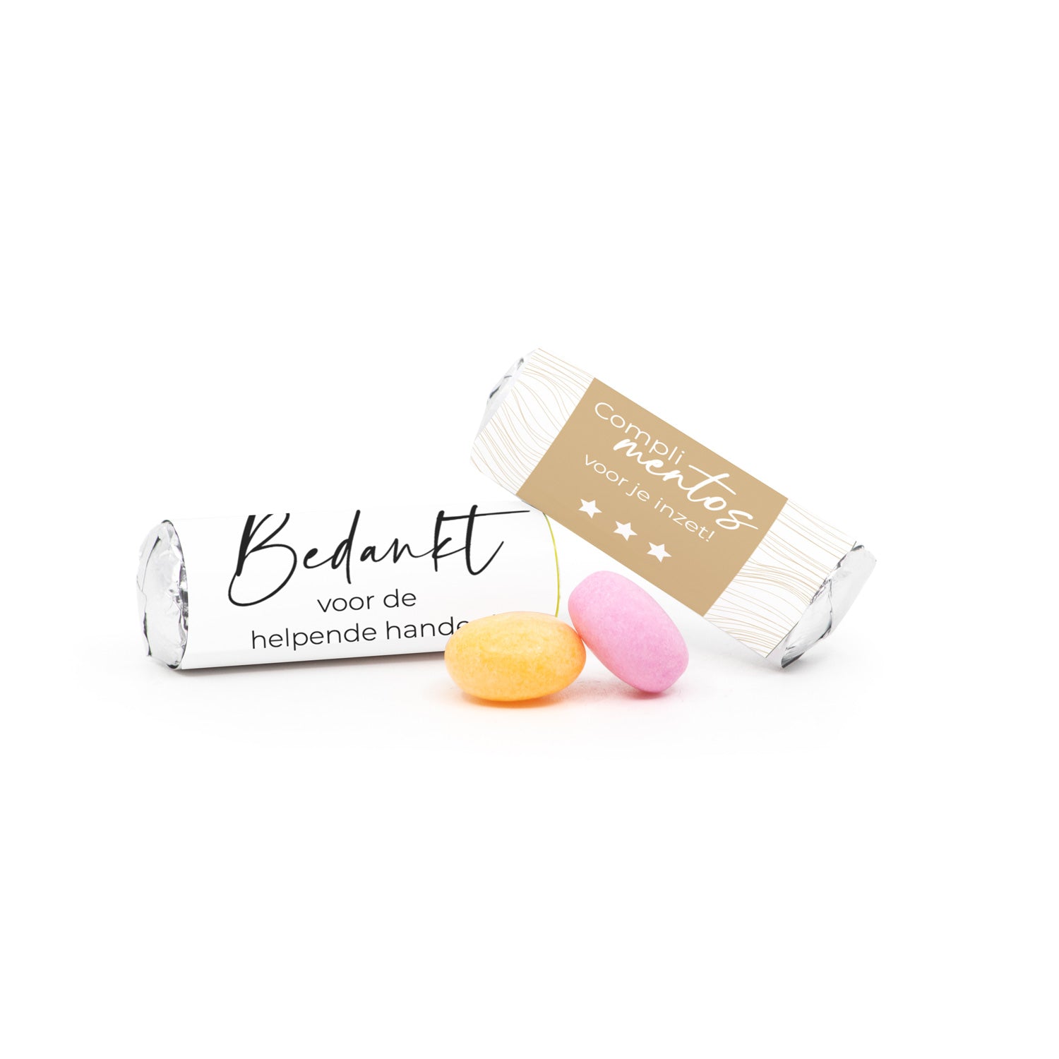 Mini Mentos rolletjes (25 stuks) eigen etiket - Zakelijk - Bedankjes.nl