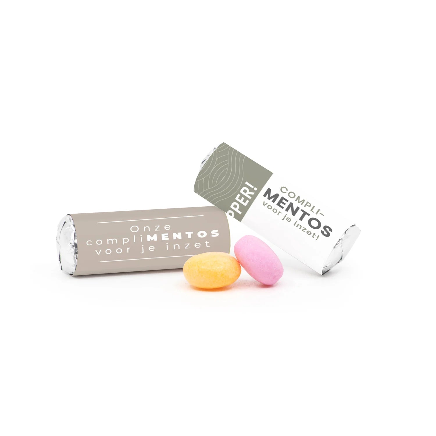 Mini Mentos rolletjes (25 stuks) eigen etiket - Zakelijk - Bedankjes.nl