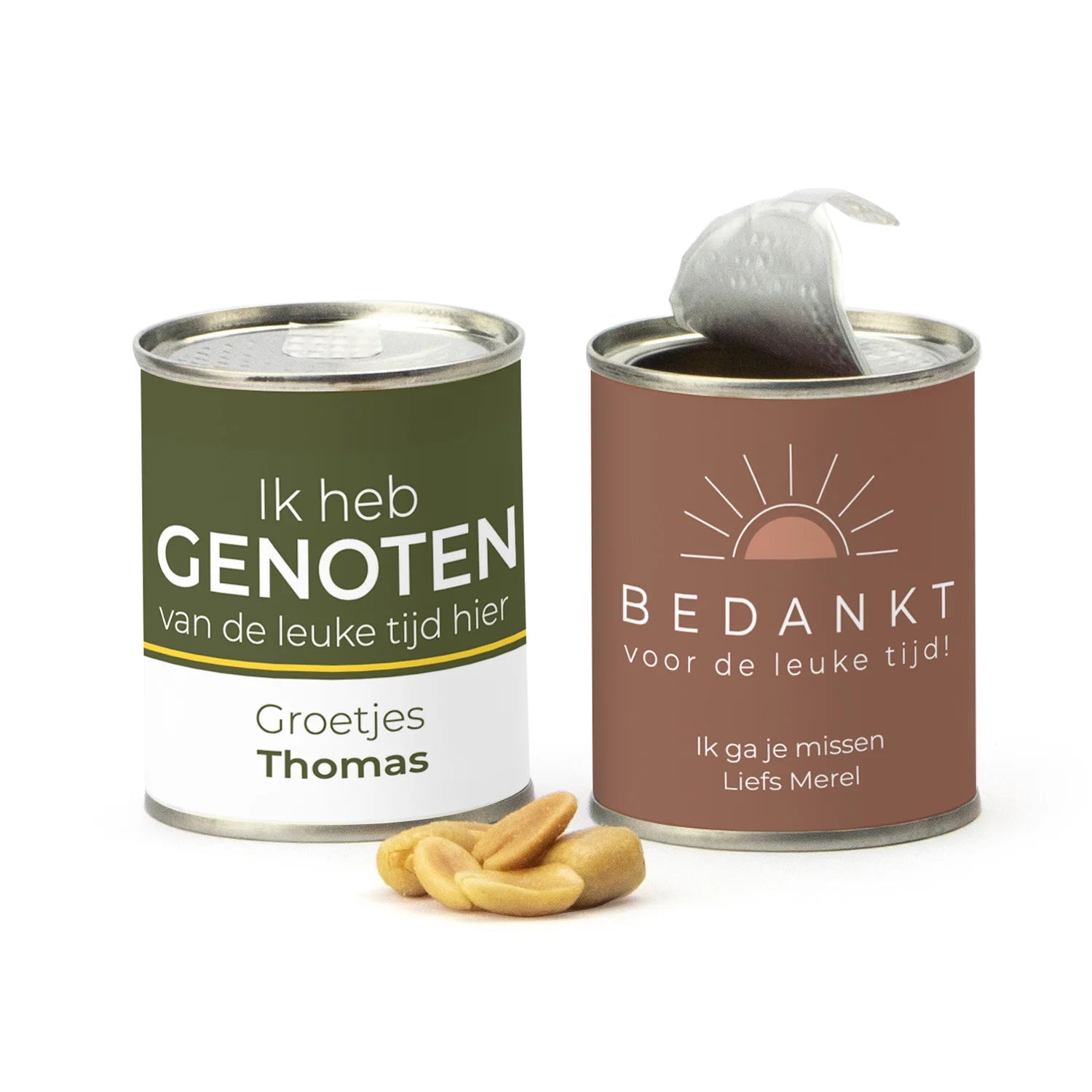 Blikje Zoute pinda's - Afscheid Collega's - Bedankjes.nl