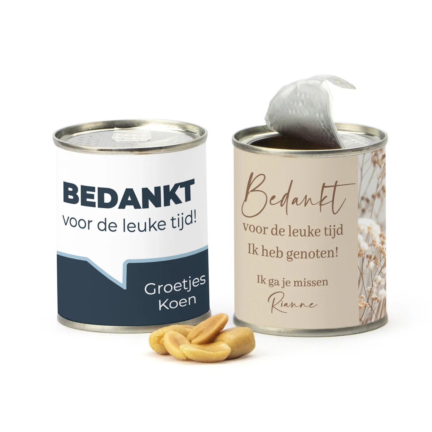 Blikje Zoute pinda's - Afscheid Collega's - Bedankjes.nl