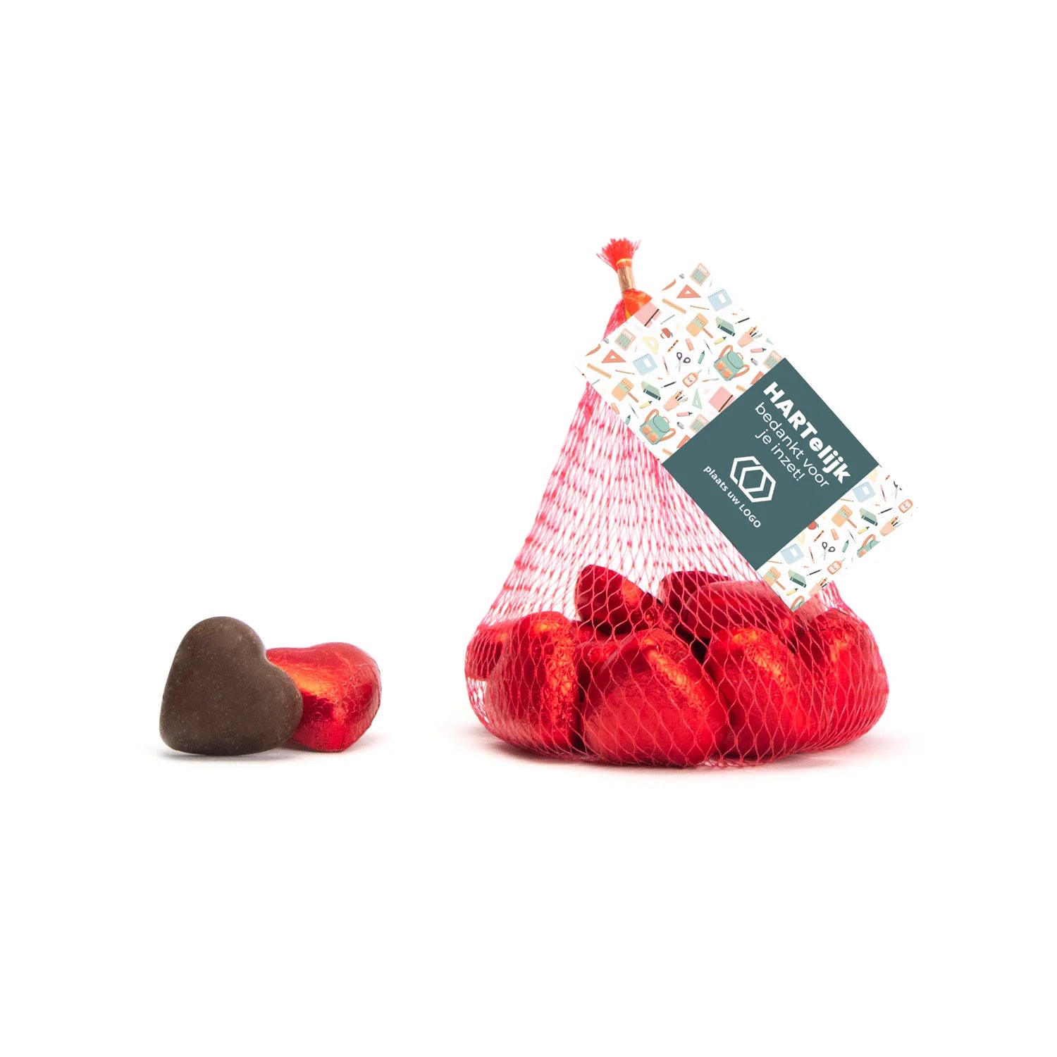 Chocolade hartjes met kaartje - Leraar - Bedankjes.nl