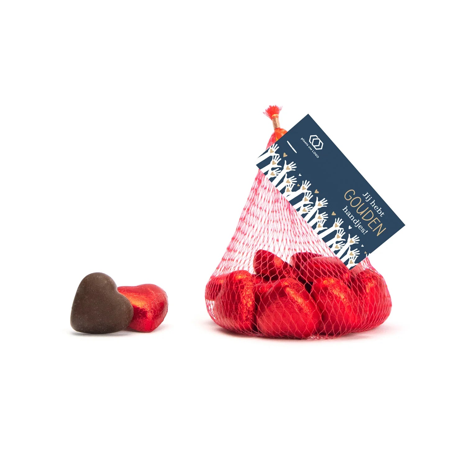 Chocolade hartjes met kaartje - Verpleging - Bedankjes.nl
