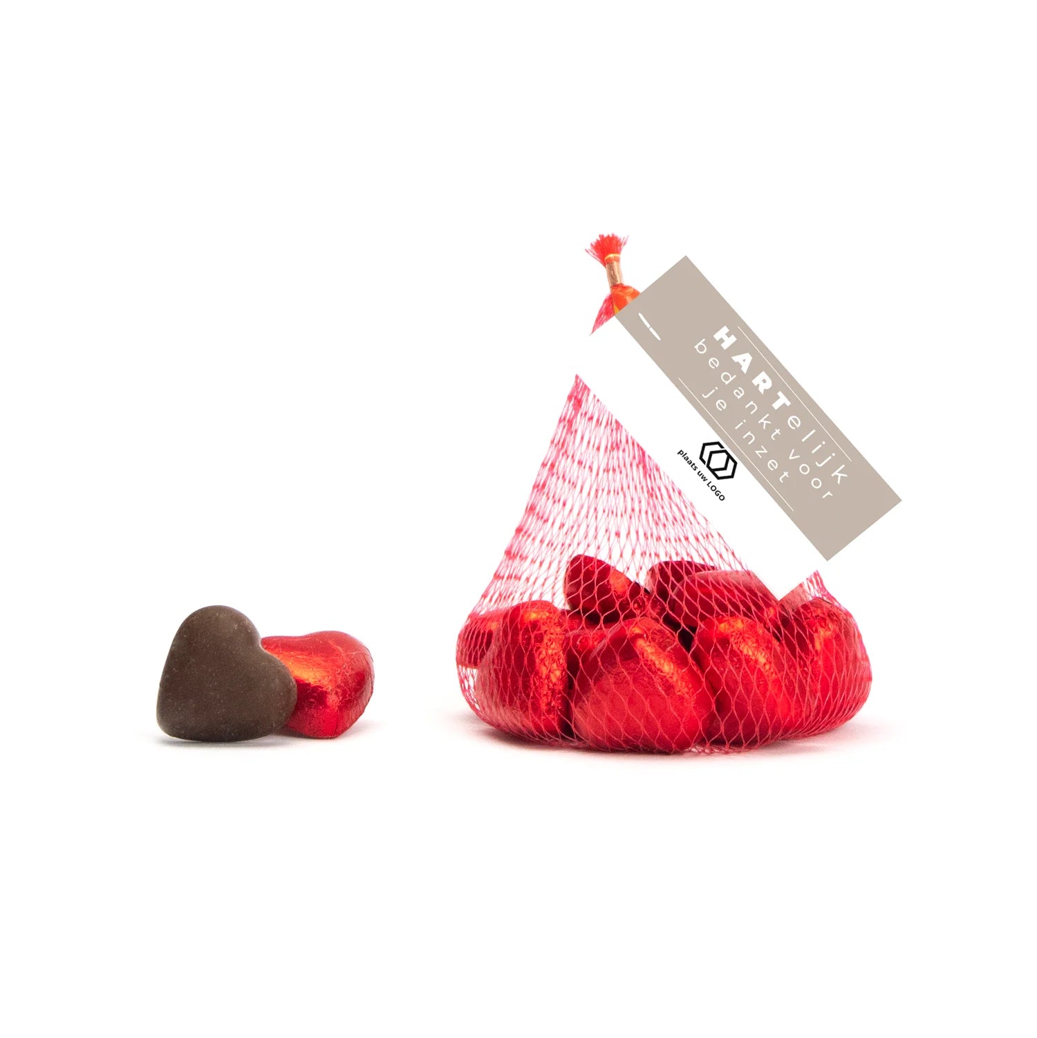 Chocolade hartjes met kaartje- Zakelijk - Bedankjes.nl