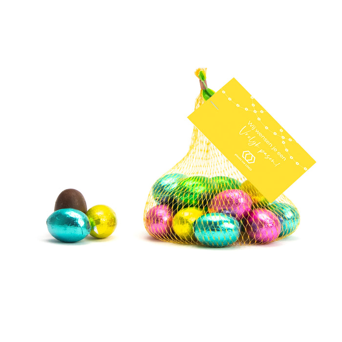 Paaseitjes in netje met eigen kaartje - Pasen Paaseitjes in netje met eigen kaartje - Pasen