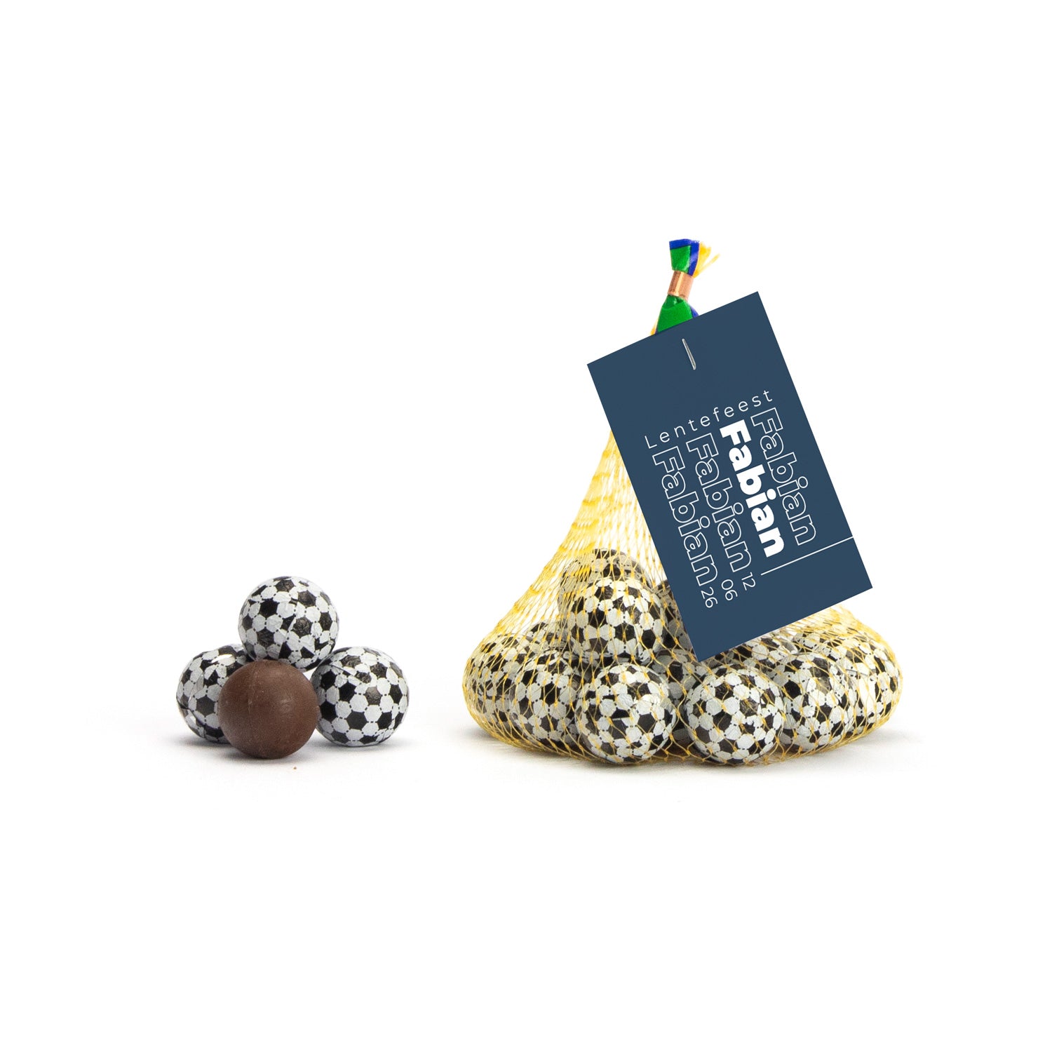 Chocolade voetballen met kaartje - Communie jongens - Bedankjes.nl