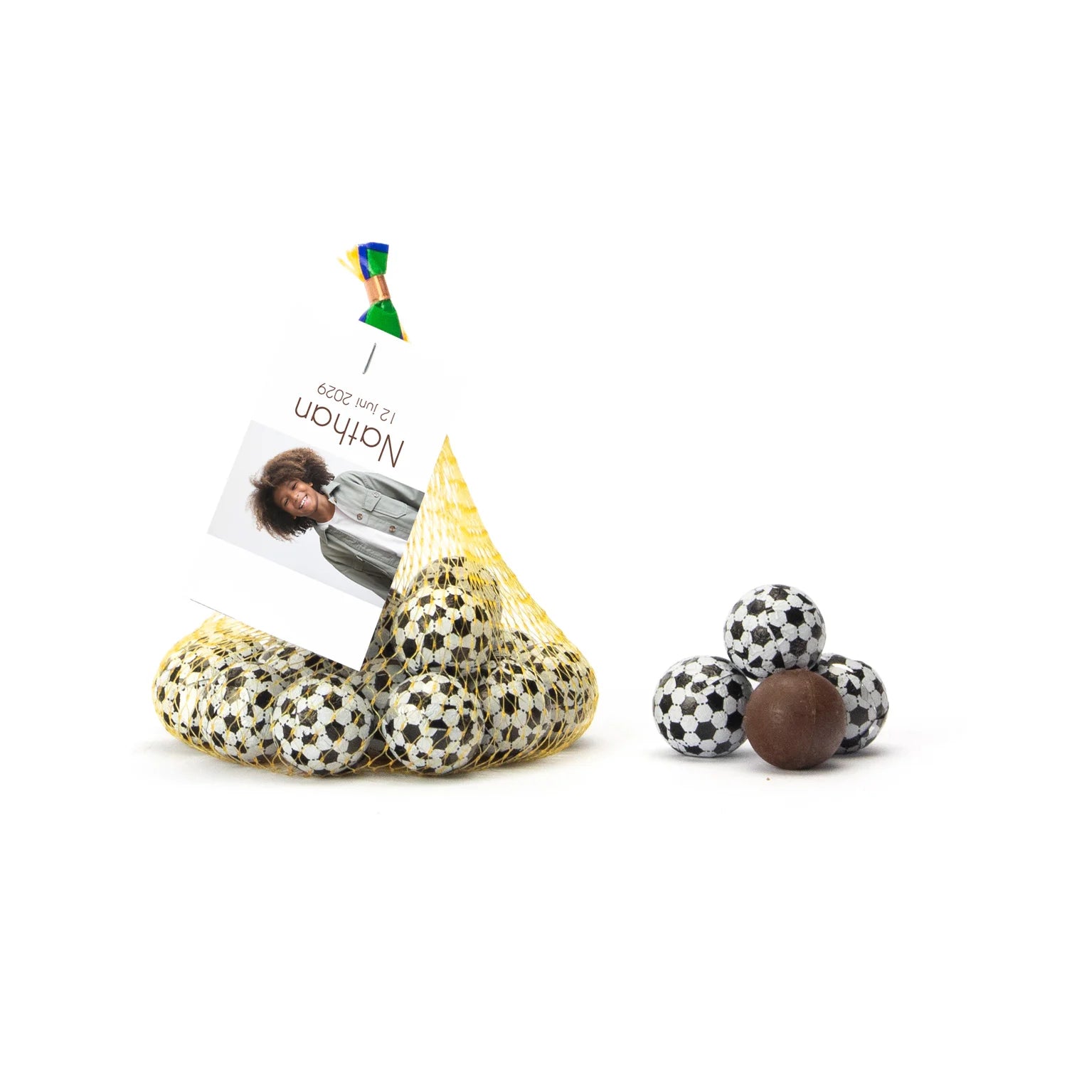 Chocolade voetballen met kaartje - Communie jongens