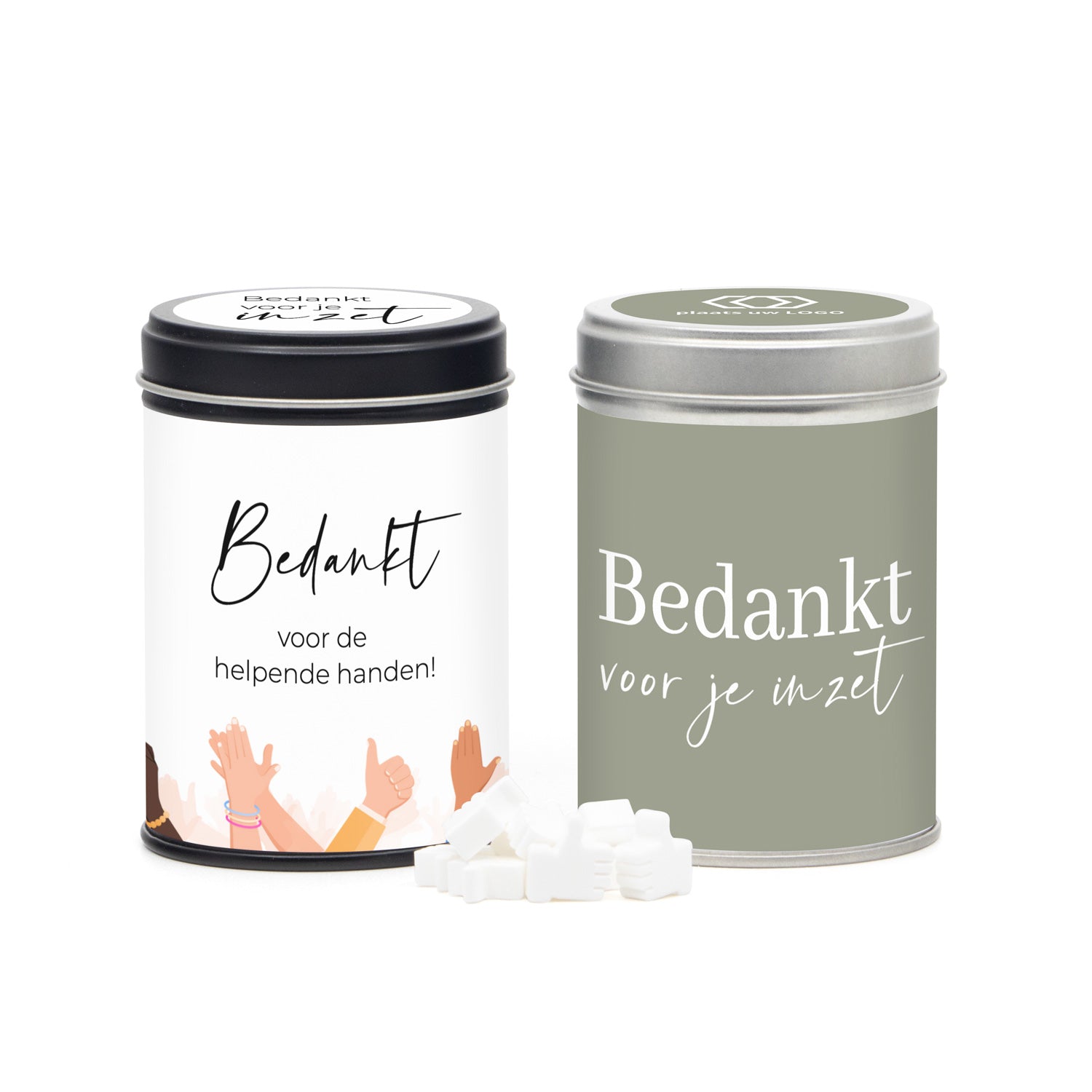 Blik met snoep en eigen wikkel - Zakelijk - Bedankjes.nl