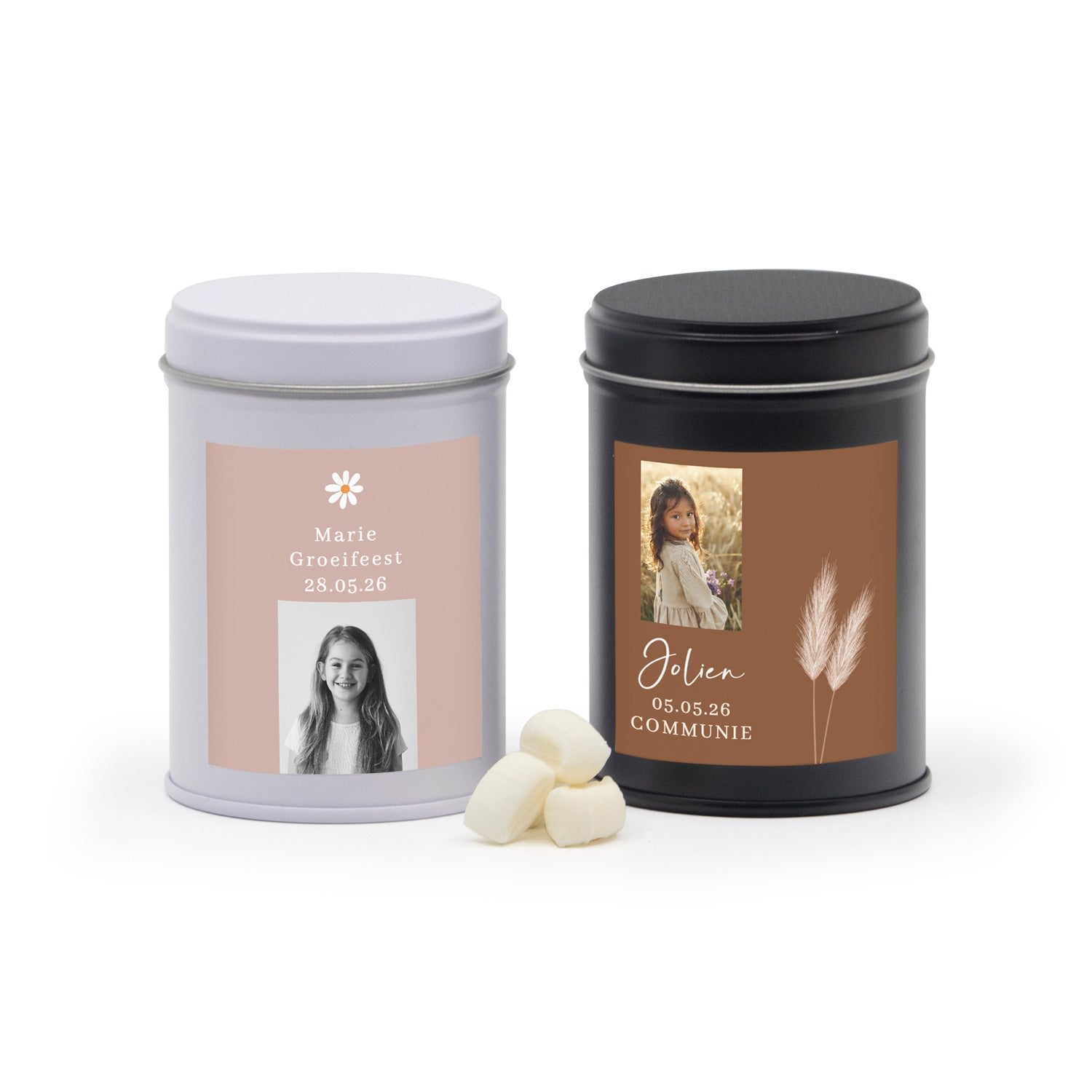 Blik met eigen etiket - Communie meisje - Bedankjes.nl