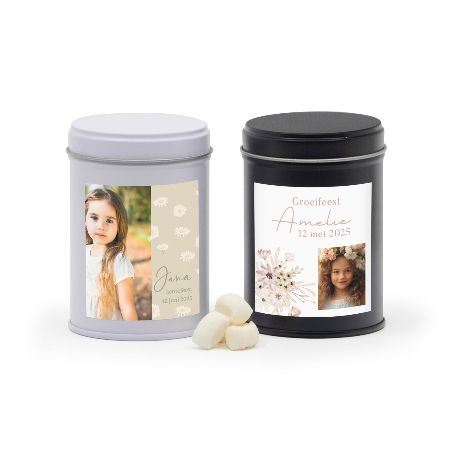 Blik met eigen etiket - Communie meisje - Bedankjes.nl