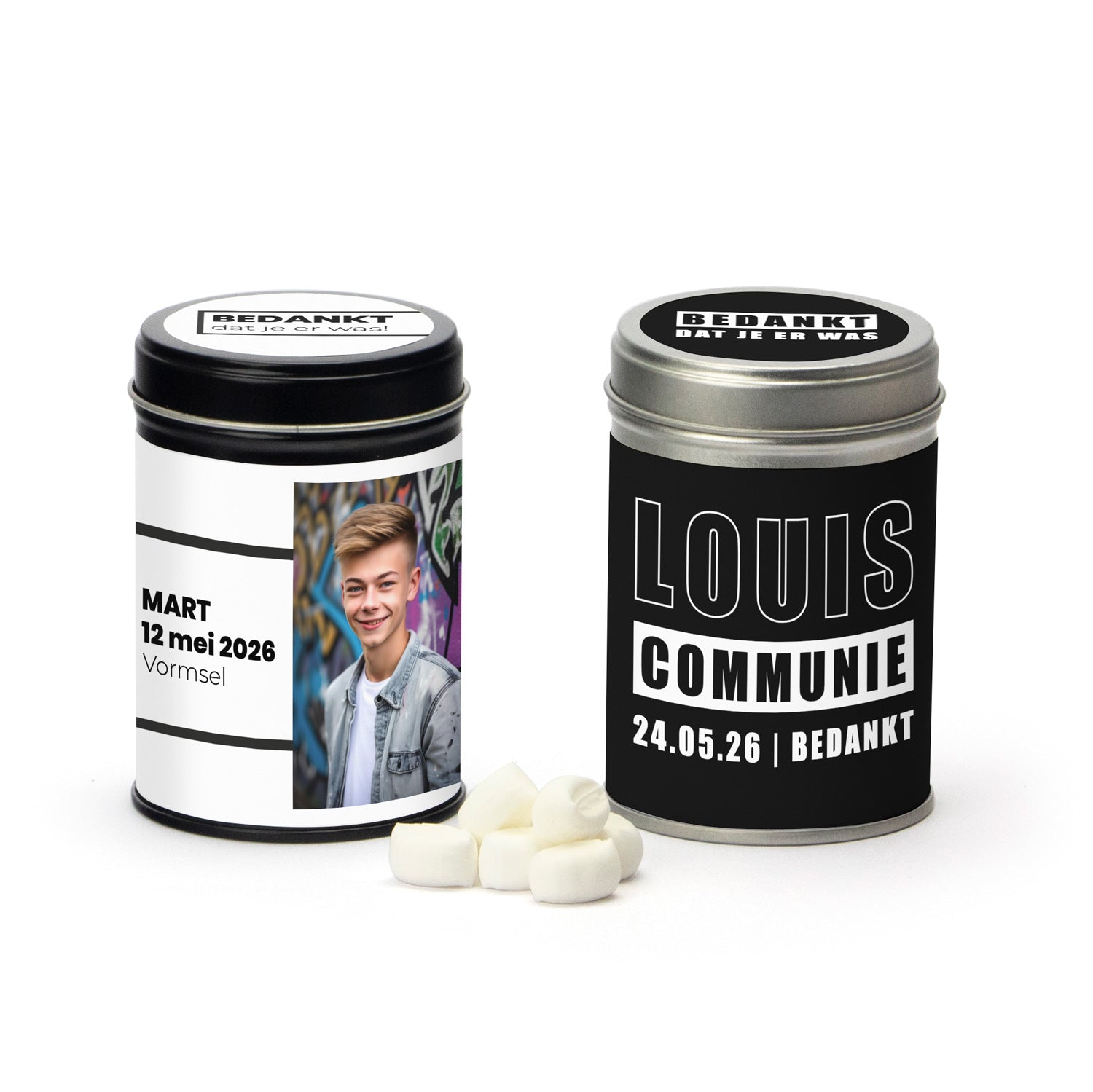 Blik met snoep - Communie jongens - Bedankjes.nl