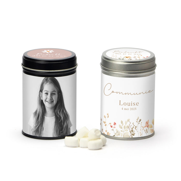 Blik met snoep - Communie meisje Blik met snoep - Communie meisje