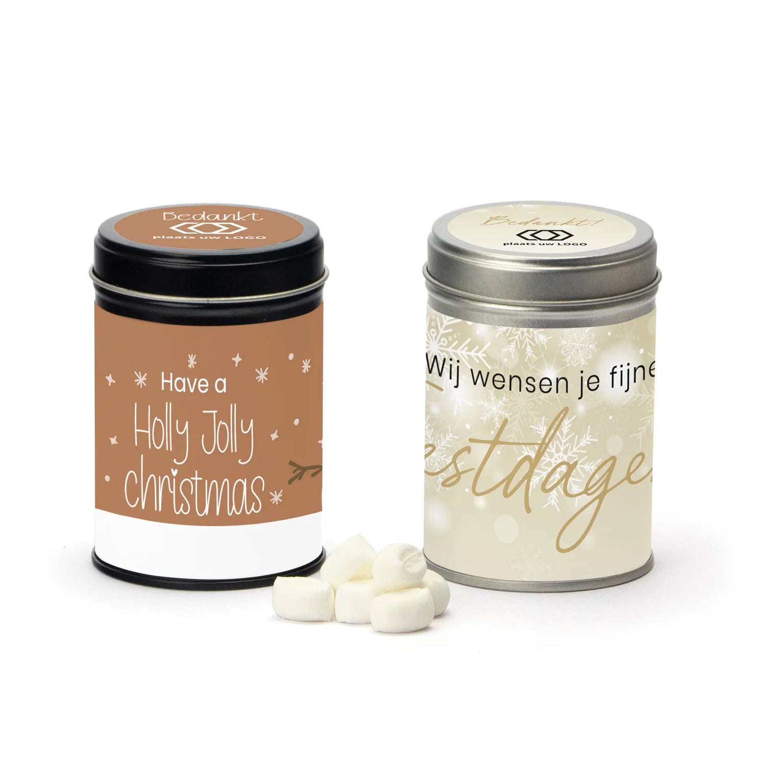 Blik met snoep en eigen wikkel - Kerst - Bedankjes.nl
