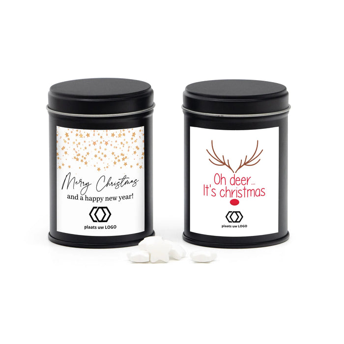 Blik met snoep en eigen etiket - Kerst Blik met snoep en eigen etiket - Kerst
