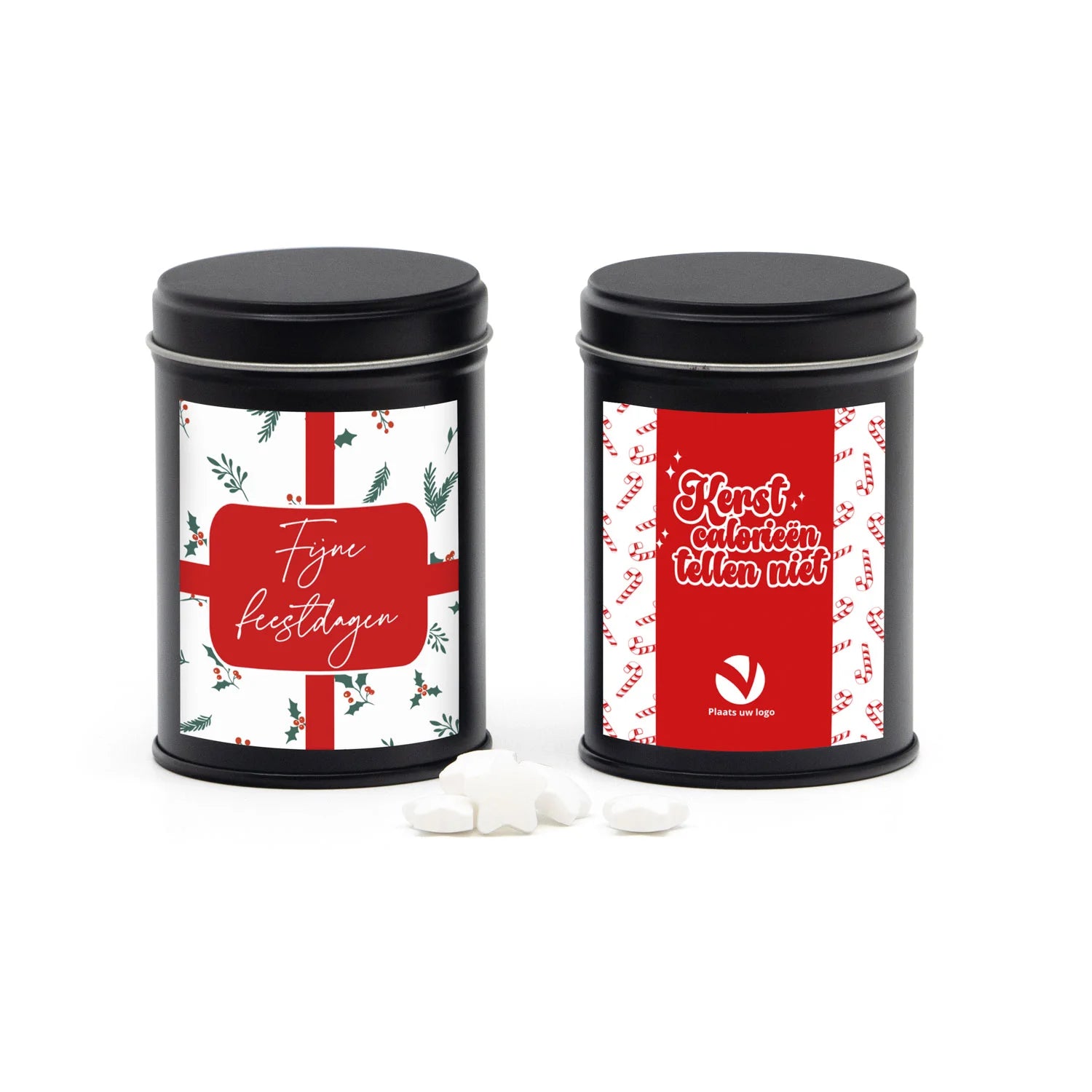 Blik met snoep en eigen etiket - Kerst - Bedankjes.nl