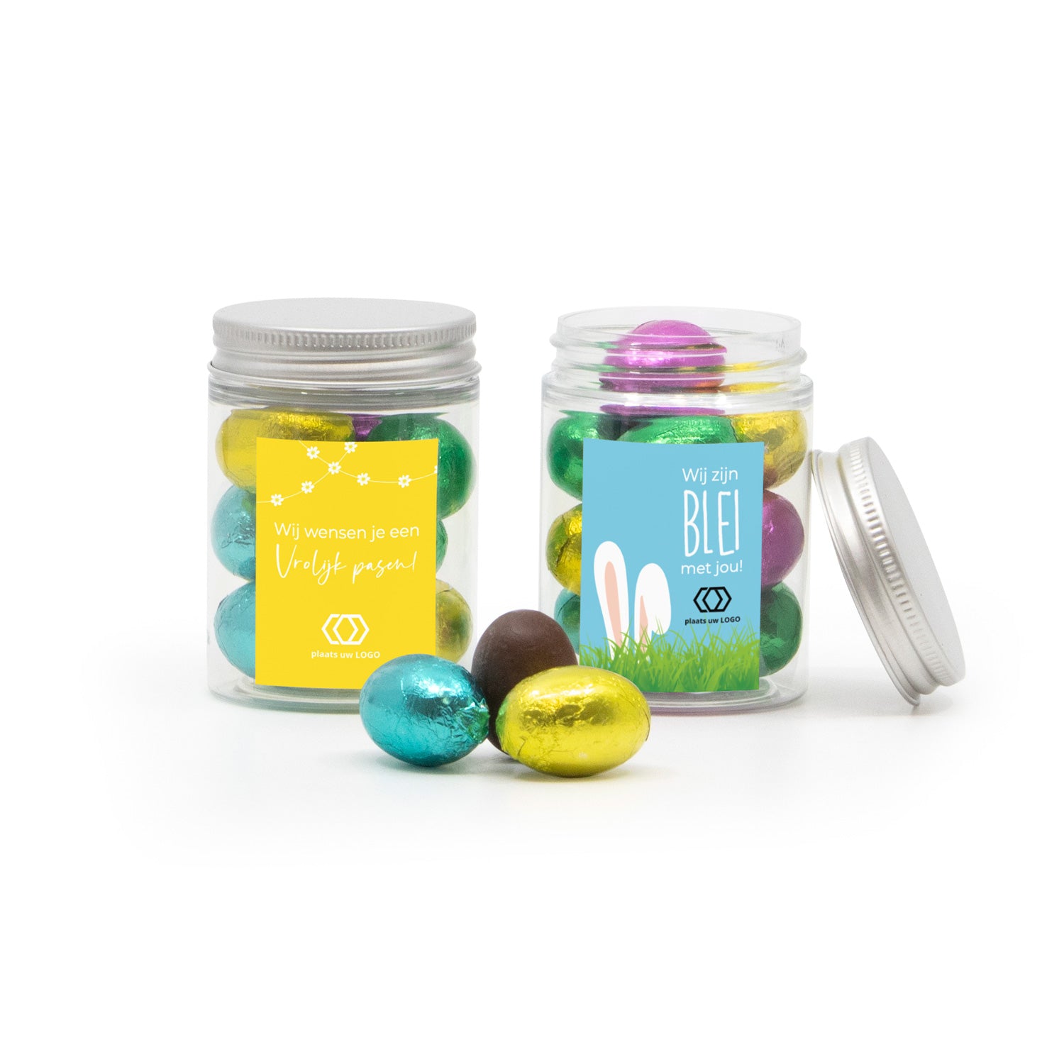 Potje met paaseitjes met eigen etiket - Pasen - Bedankjes.nl