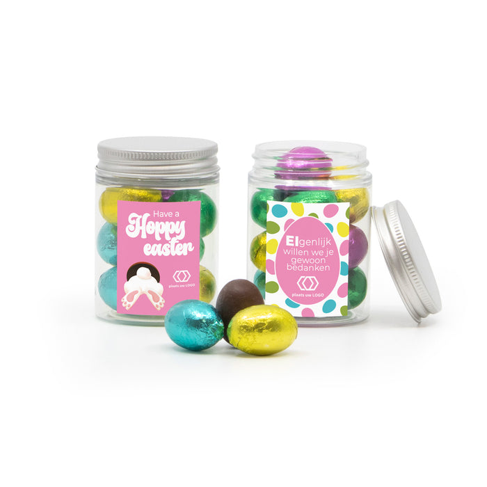Potje met paaseitjes met eigen etiket - Pasen Potje met paaseitjes met eigen etiket - Pasen