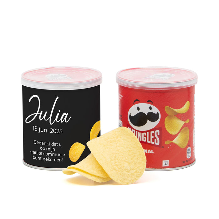 Pringles chipsblikje met eigen wikkel 40 gram- Communie Meisjes Pringles chipsblikje met eigen wikkel 40 gram- Communie Meisjes