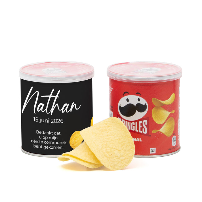 Pringles chipsblikje met eigen wikkel 40gram - Communie Jongens
