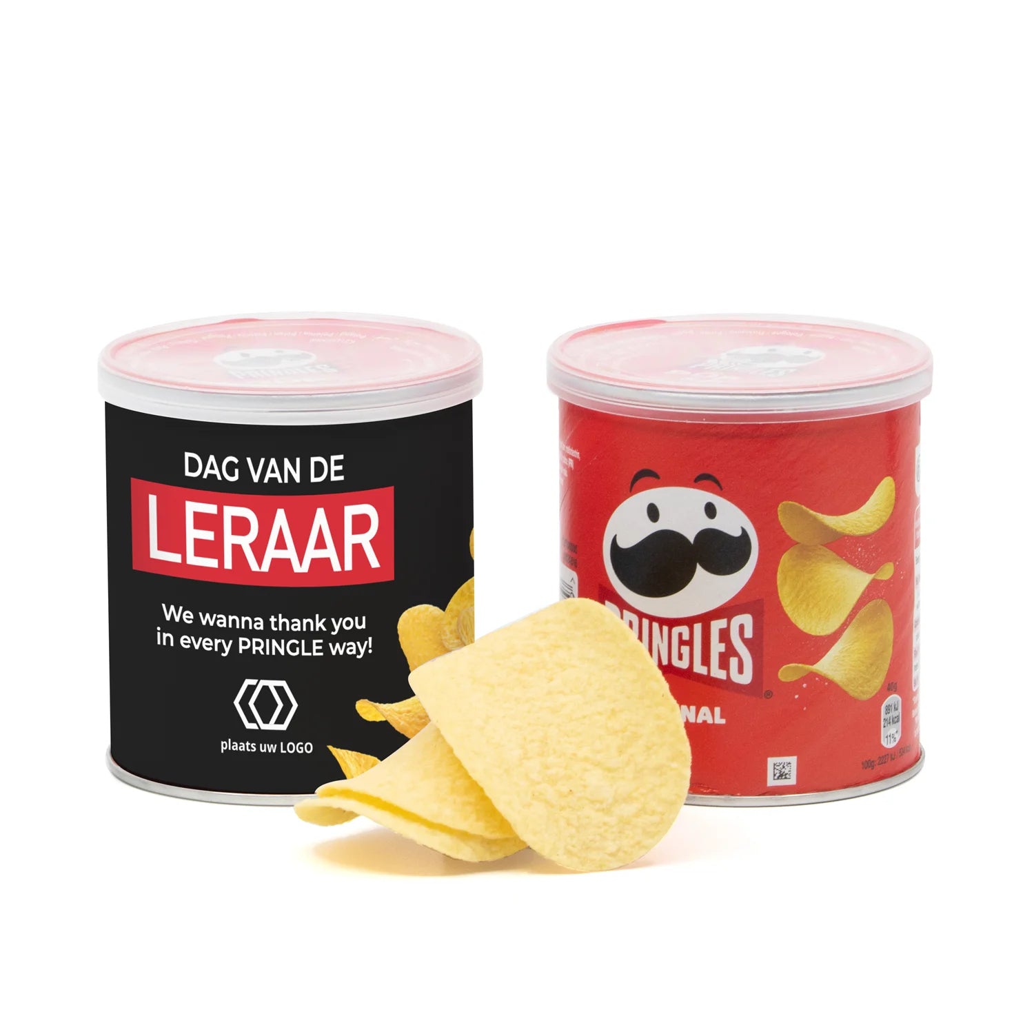Pringles chipsblikje met eigen wikkel 40 gram - Leraar - Bedankjes.nl