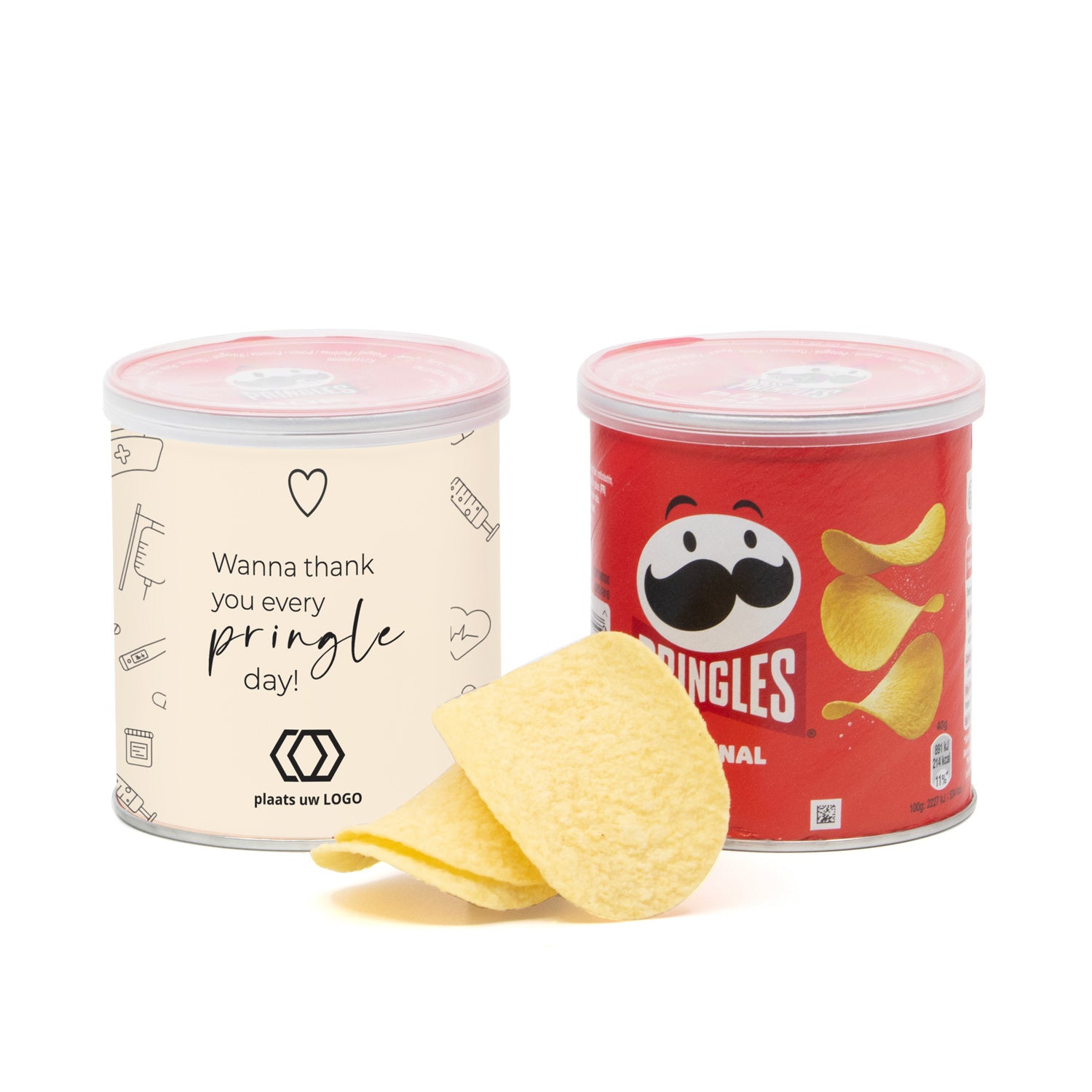 Pringles chipsblikje met eigen wikkel 40 gram - Verpleging - Bedankjes.nl
