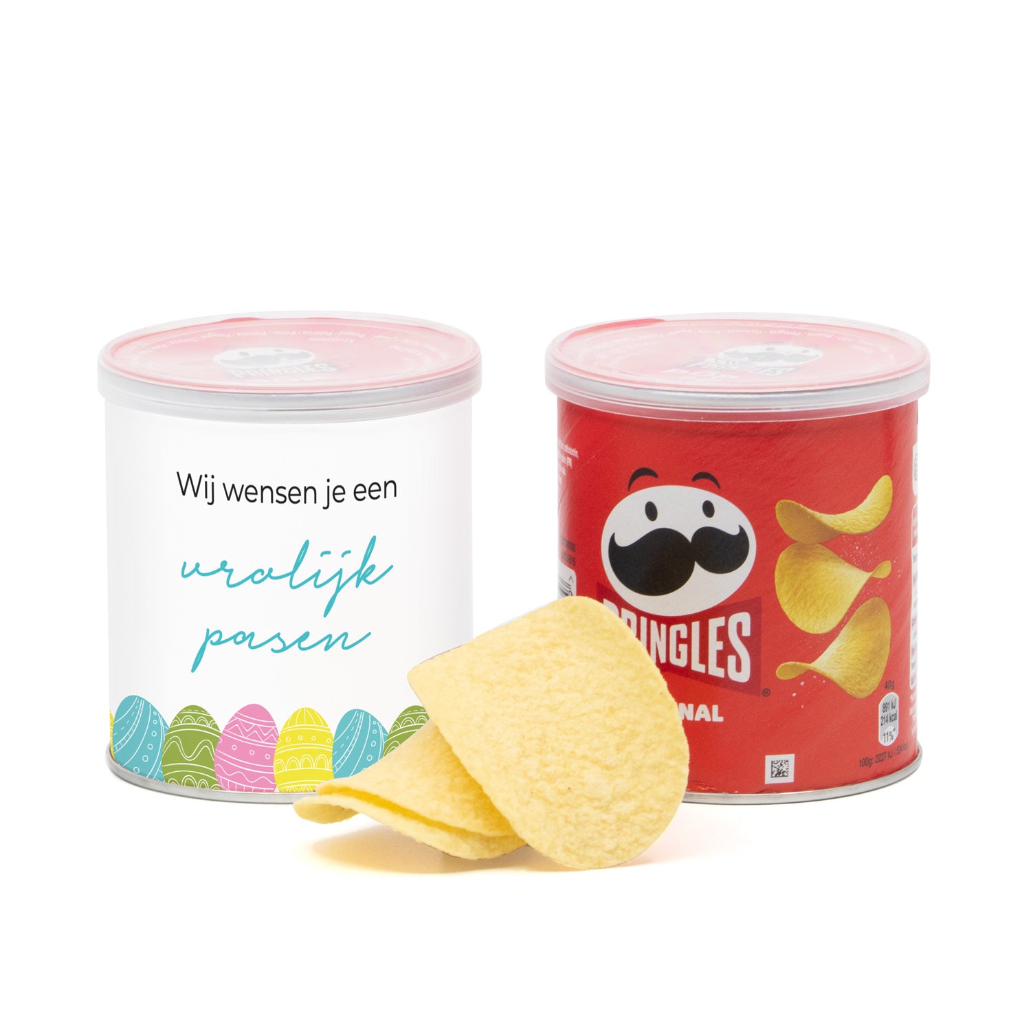 Pringles chipsblikje met eigen wikkel 40 gram - Pasen - Bedankjes.nl