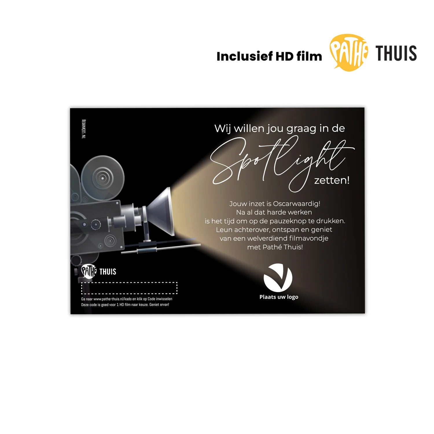 Pathé Thuis Kaart met eigen ontwerp - Bedankjes.nl