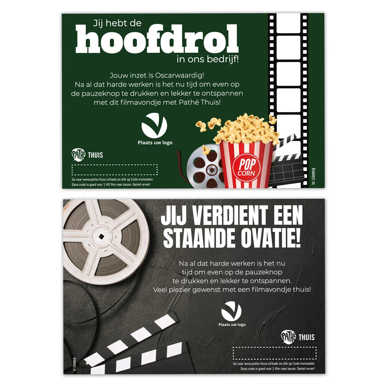 Pathé Thuis Kaart met eigen ontwerp - Bedankjes.nl