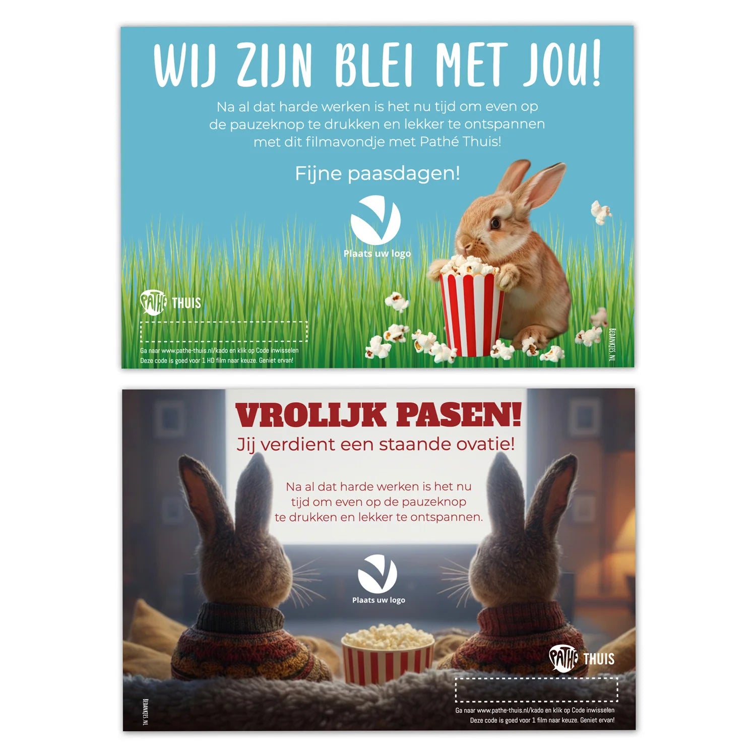 Pathé Thuis kaart met eigen ontwerp - pasen - Bedankjes.nl