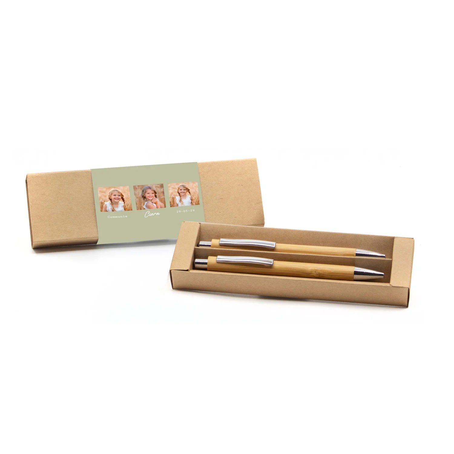 Pennenset bamboe met eigen sleeve - Communie meisje