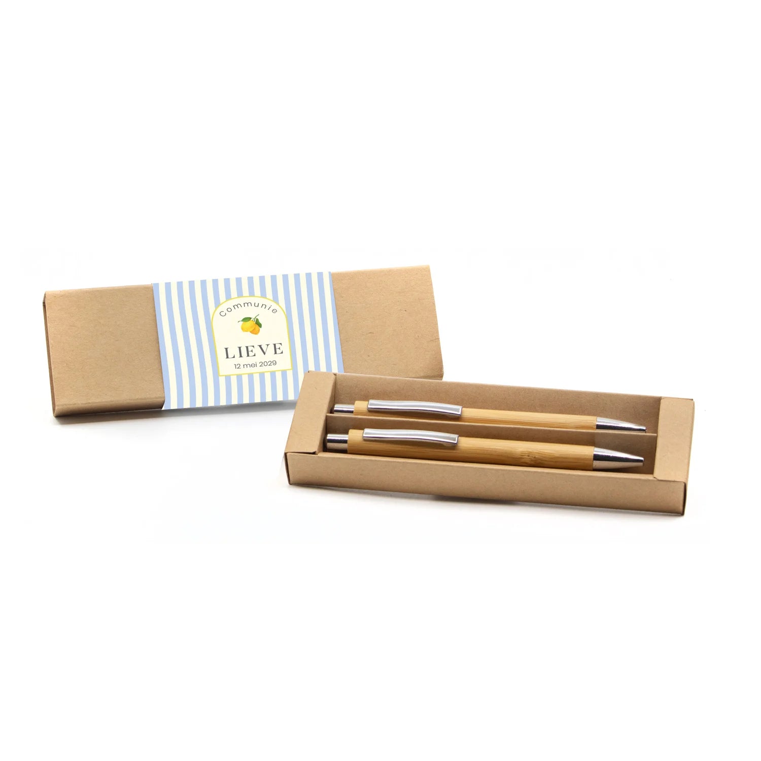 Pennenset bamboe met eigen sleeve - Communie meisje