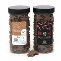 Pot met chocolade sterren en eigen etiket - Kerst