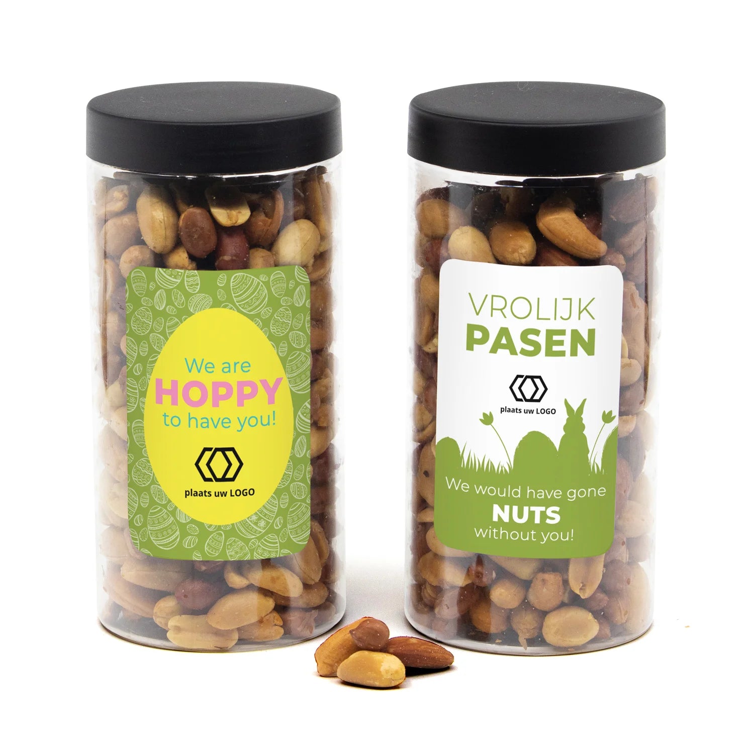 Pot met verse notenmix en eigen etiket - Pasen
