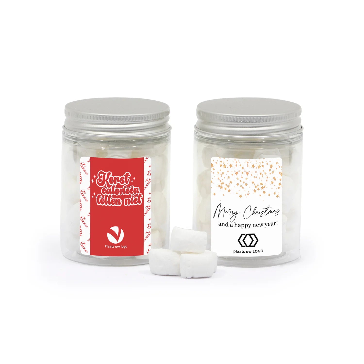 Potje snoepjes met eigen etiket - Kerst - Bedankjes.nl