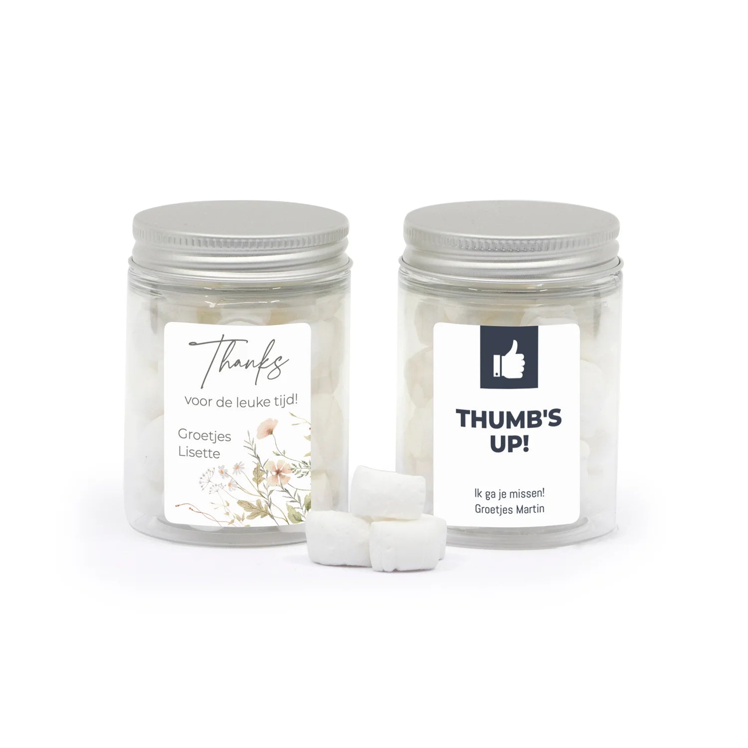 Potje snoepjes met eigen etiket - Afscheid Collega's - Bedankjes.nl