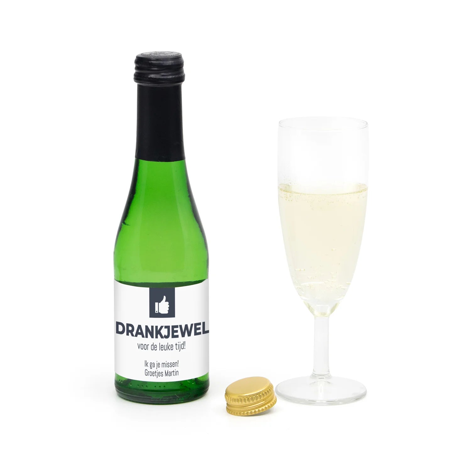 Flesje alcoholvrije prosecco met eigen etiket - Collega