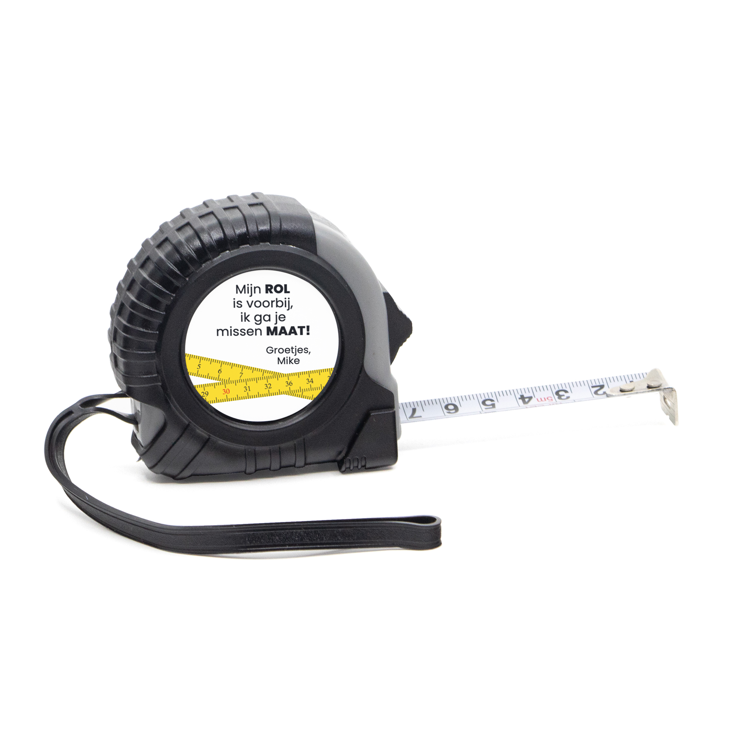 Rolmaat met eigen etiket - Afscheid collega - Bedankjes.nl
