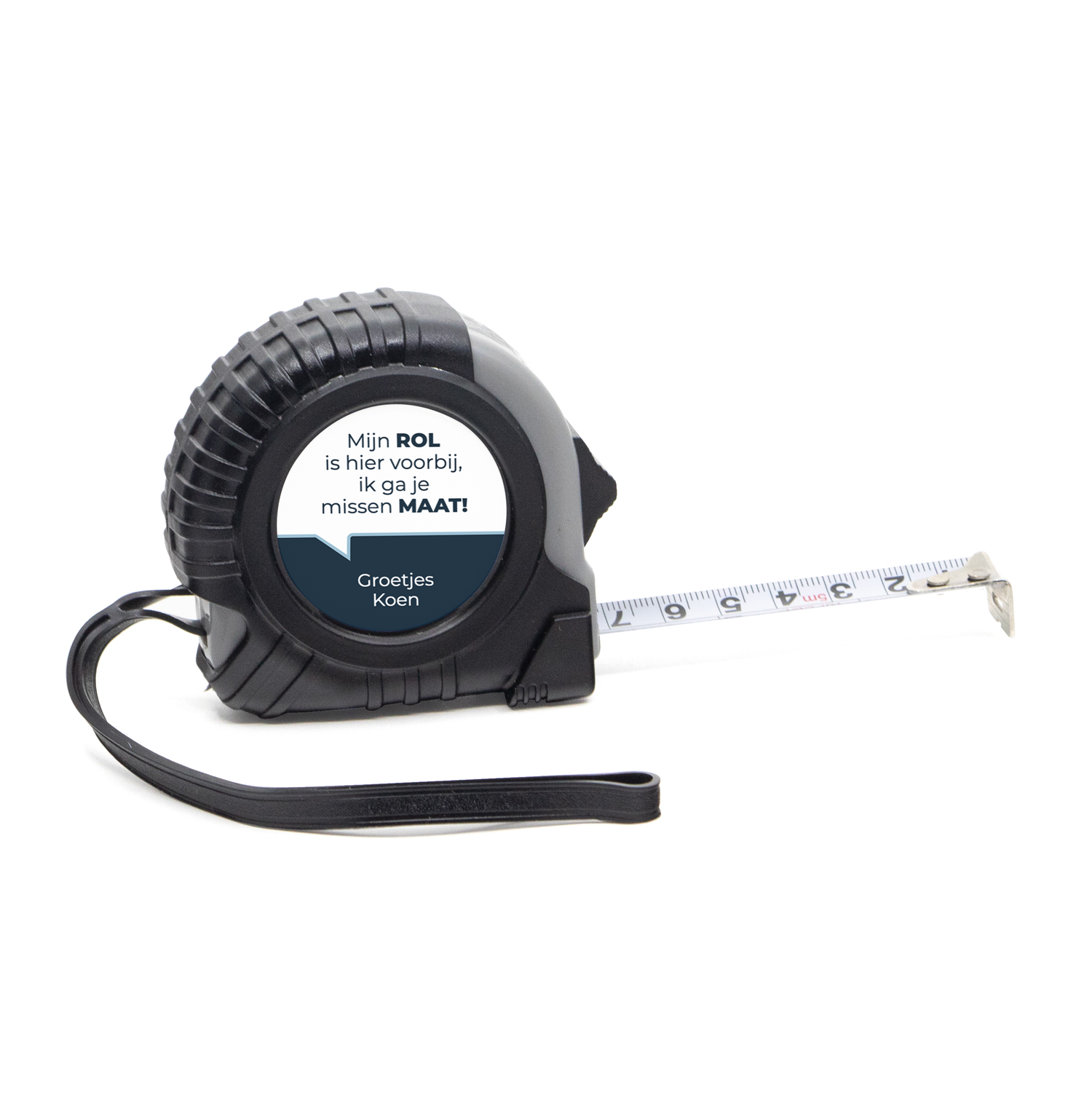 Rolmaat met eigen etiket - Afscheid collega - Bedankjes.nl