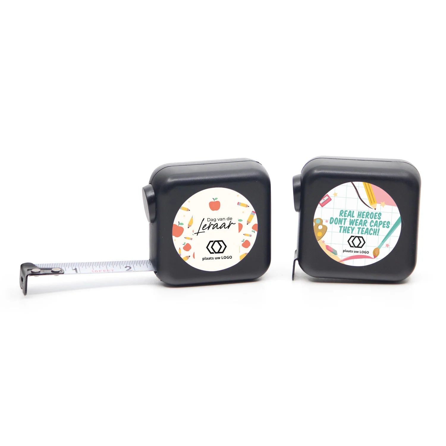 Vierkante rolmaat 3 meter met eigen etiket - Dag van de Leraar - Bedankjes.nl
